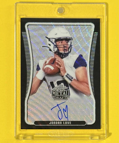 2020 Jordan Love — Metal Draft Portrait Autographs [Black Wave] — front — Inventory P070-B