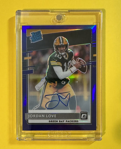 2020 Jordan Love — Donruss Optic Rated Rookie Autographs [Purple Prizm] — front — Inventory P071-A