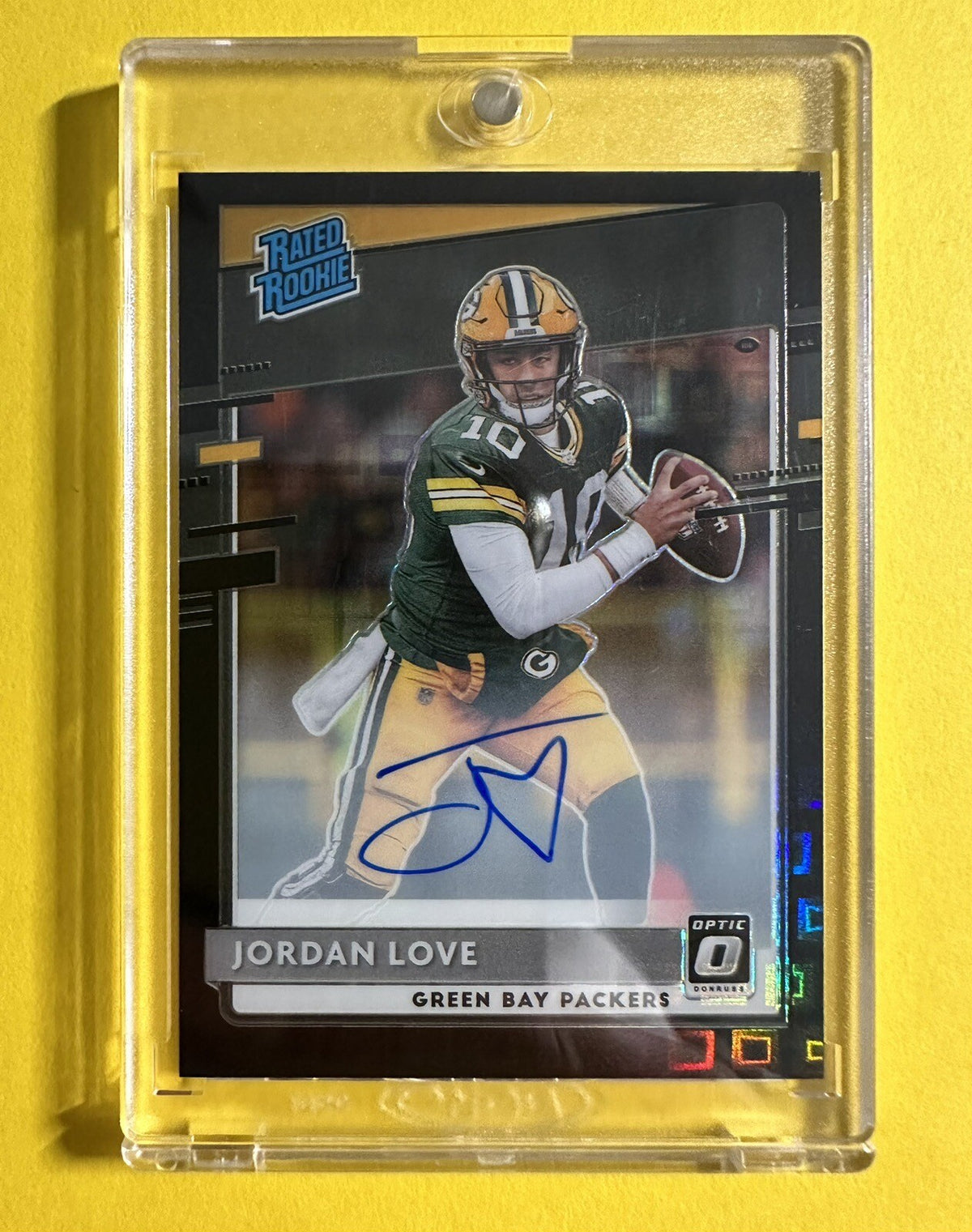 2020 Jordan Love — Donruss Optic Rated Rookie Autographs [Black Pandora Prizm] — front — Inventory P071-B