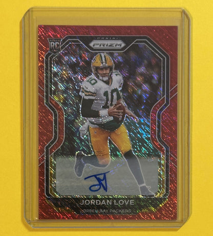 2020 Jordan Love — Prizm Rookie Autographs [Red Shimmer Prizm] — front — Inventory P071-C