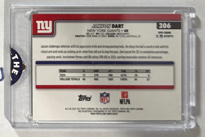 2025 Jaxson Dart — Topps Chrome [Green Lava Refractor] — back — Inventory P081-C