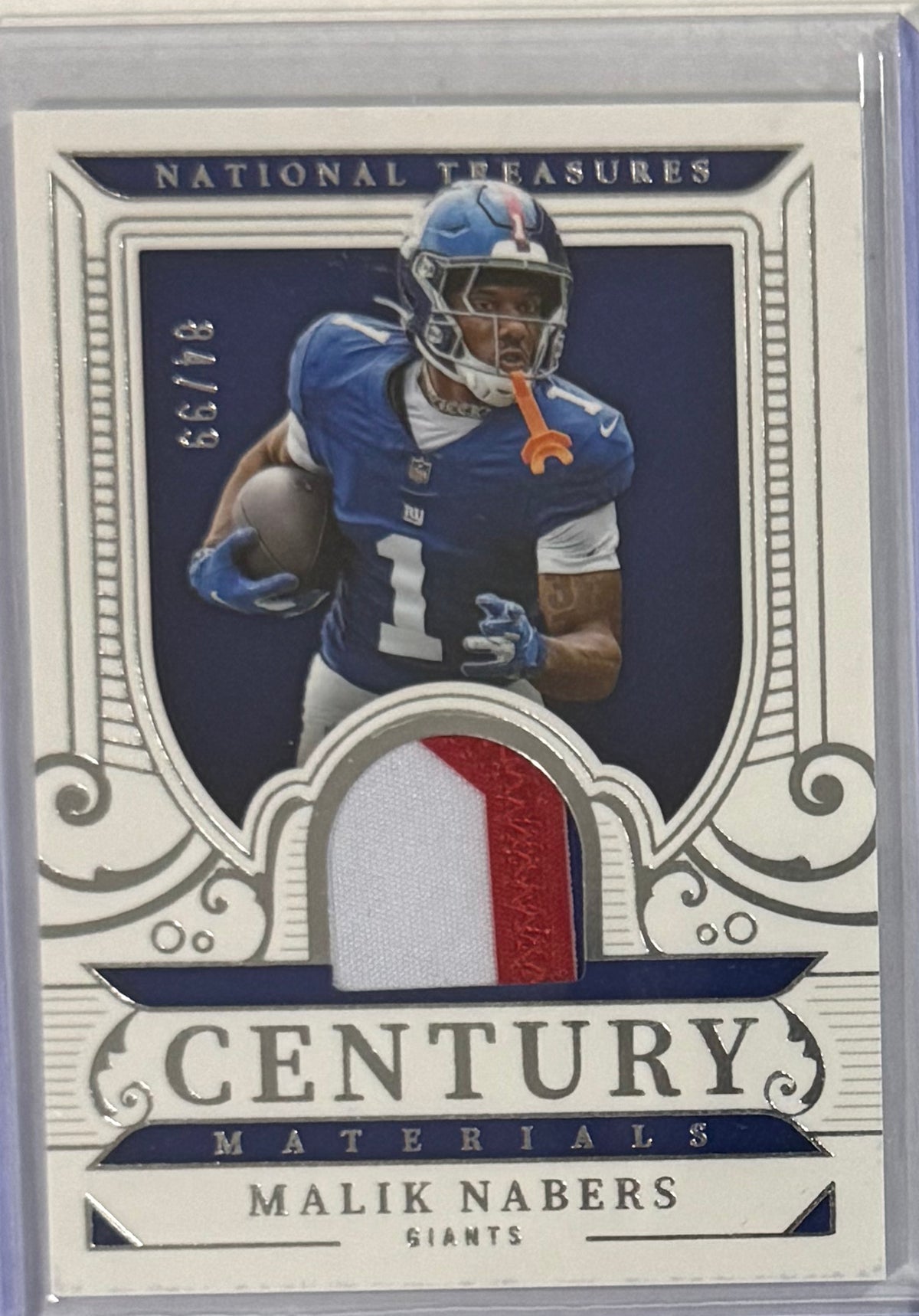 2025 Malik Nabers — National Treasures Century Materials [Base] — front — Inventory P082-A