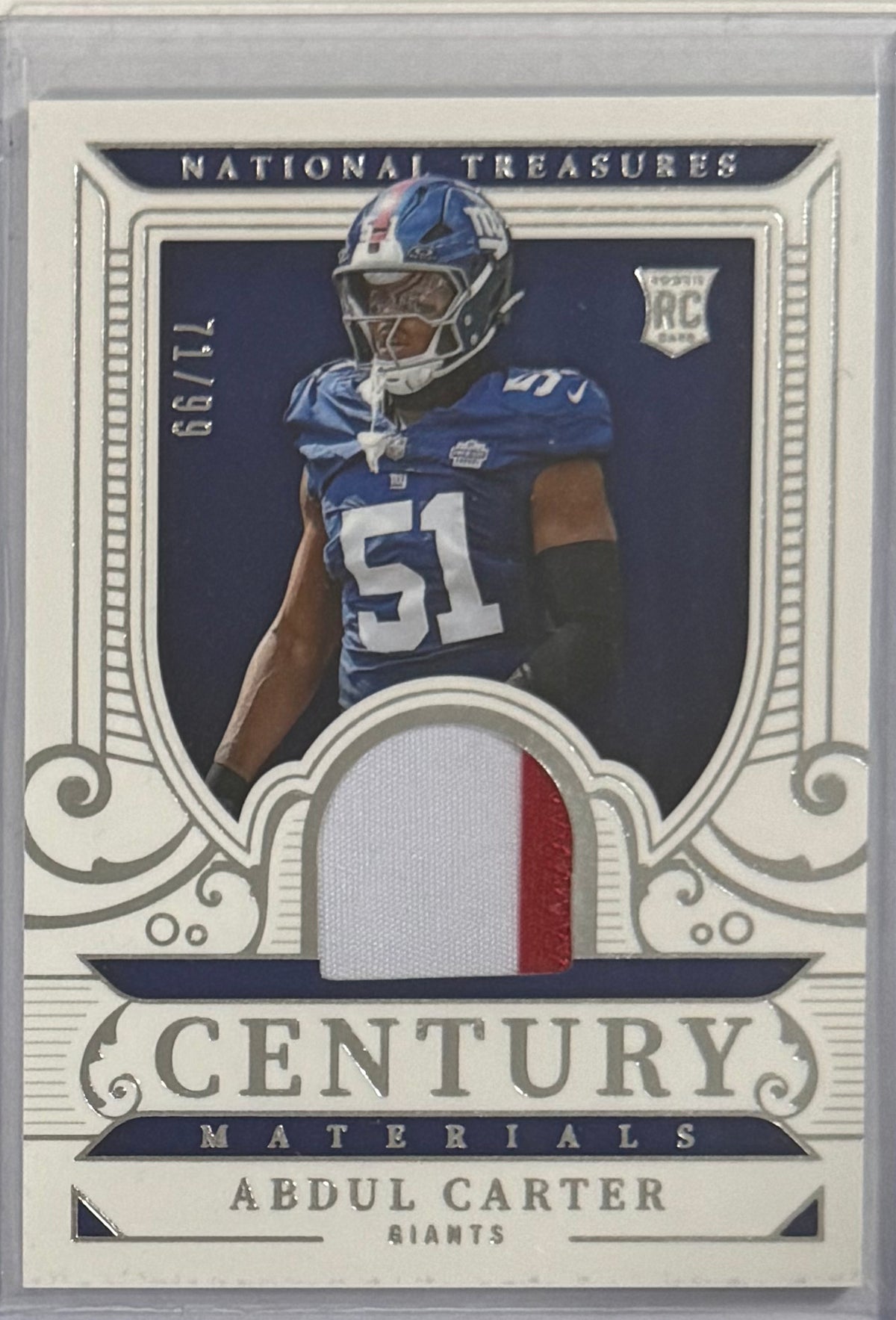 2025 Abdul Carter — National Treasures Century Materials [Base] — front — Inventory P082-B