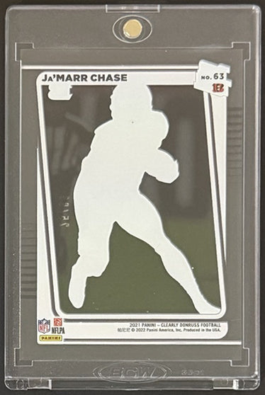 2021 Ja'Marr Chase — Clearly Donruss Rated Rookies [Blue] — back — Inventory P083-B