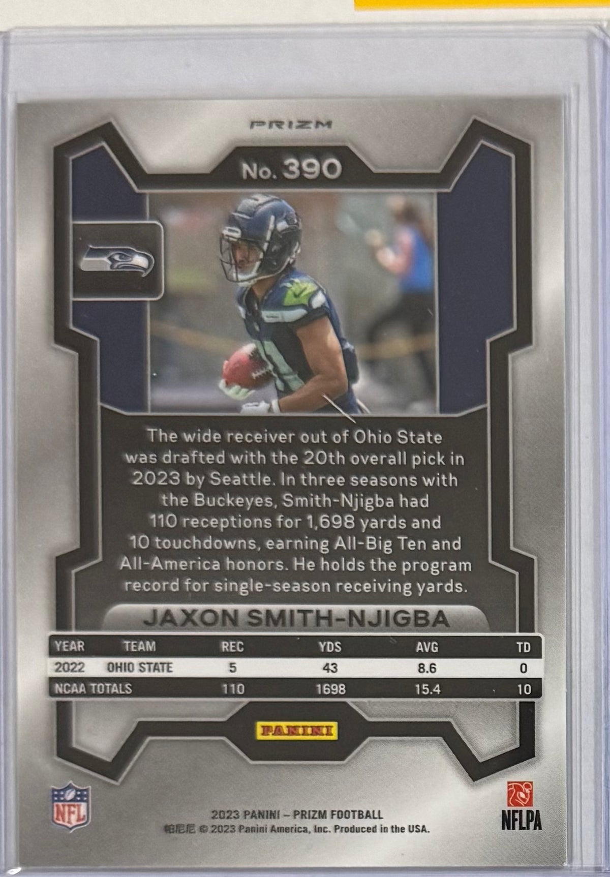 2023 Jaxon Smith-Njigba — Prizm [Silver Prizm] — back — Inventory P084-A