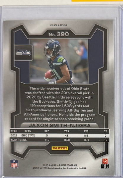 2023 Jaxon Smith-Njigba — Prizm [Silver Prizm] — back — Inventory P084-A