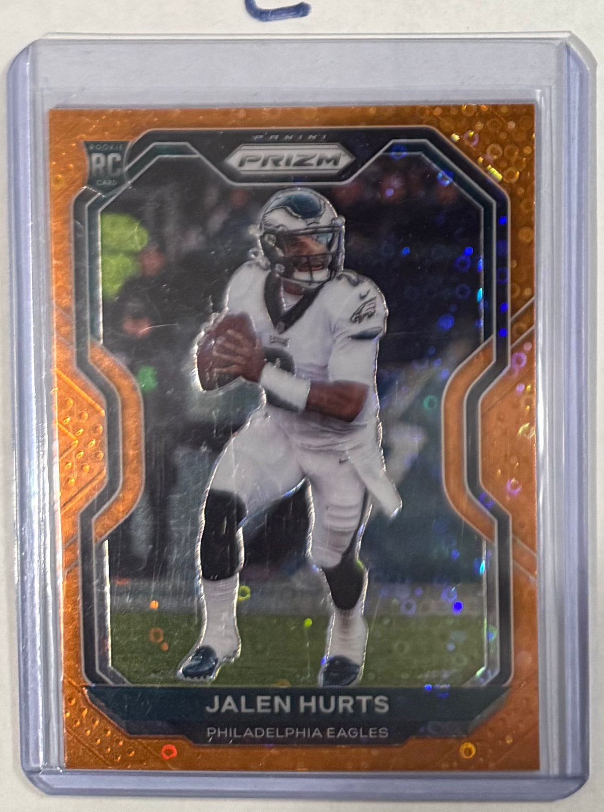 2020 Jalen Hurts — Prizm [Orange Disco Prizm] — front — Inventory P084-C