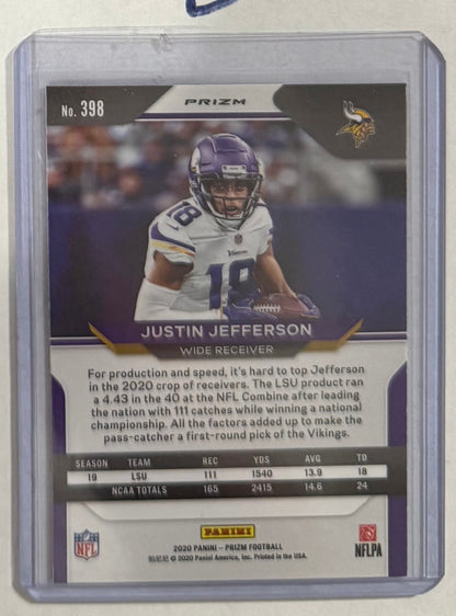 2020 Justin Jefferson — Prizm [Red, White & Blue Prizm] — back — Inventory P084-D