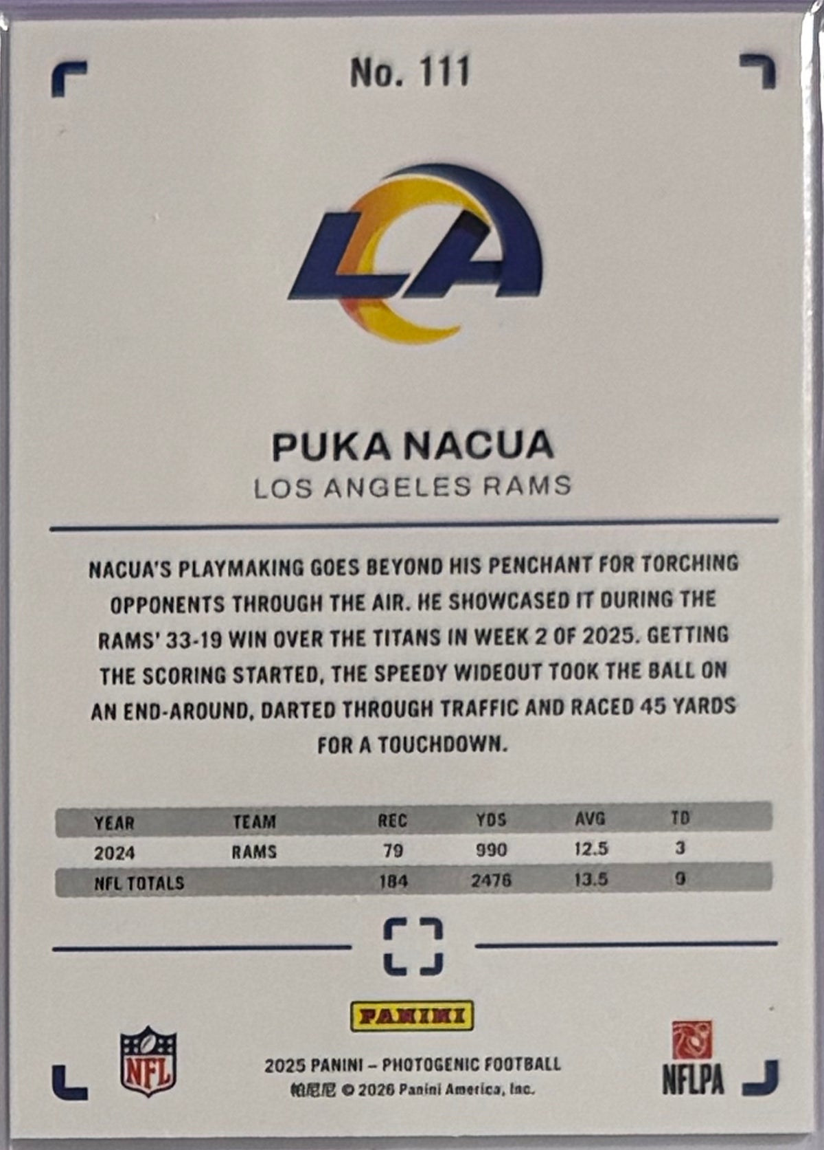2025 Puka Nacua — PhotoGenic [Orange] — back — Inventory P085-C