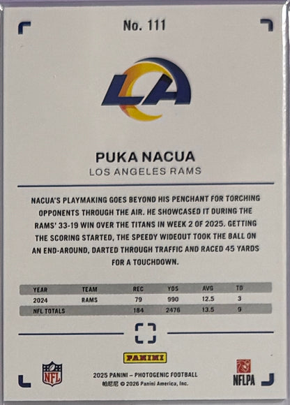 2025 Puka Nacua — PhotoGenic [Orange] — back — Inventory P085-C