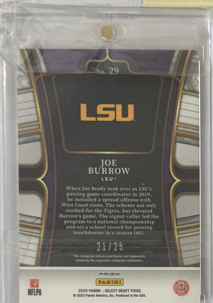 2023 Joe Burrow — Select Draft Picks Concourse [Tie-Dye Prizm] — back — Inventory P086-C