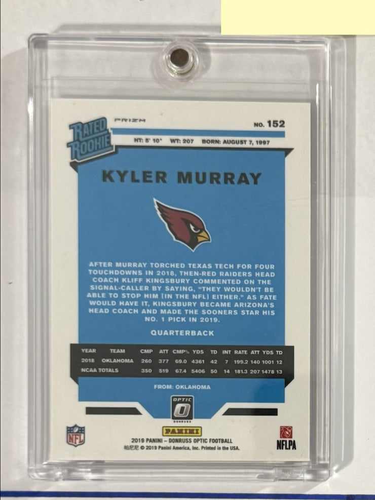 2019 Kyler Murray — Donruss Optic Rated Rookies [Pink Prizm] — back — Inventory P088-A