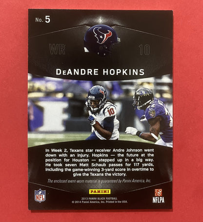 2013 DeAndre Hopkins — Black Onyx Rookie Materials [Base] — back — Inventory P088-D