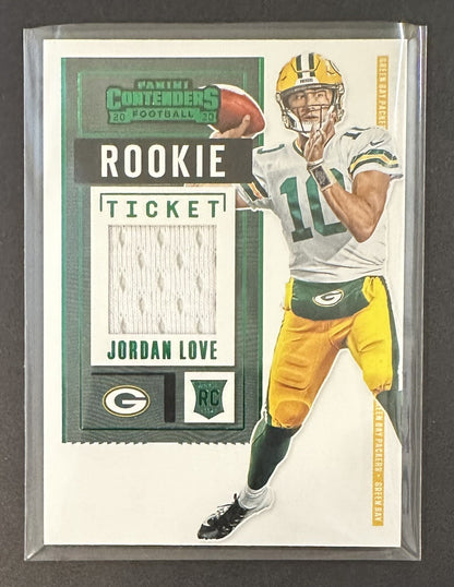 2020 Jordan Love — Contenders Rookie Ticket Swatches [Base] — front — Inventory P089-C