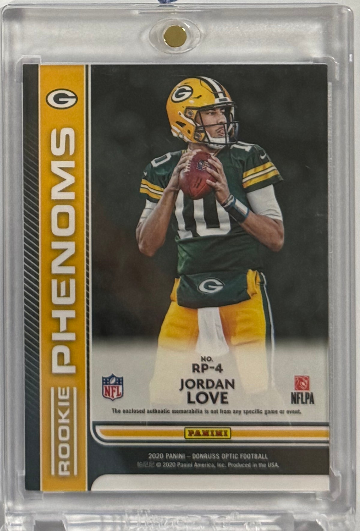 2020 Jordan Love — Donruss Optic Rookie Phenoms [Blue Hyper Prizm] — back — Inventory P089-D