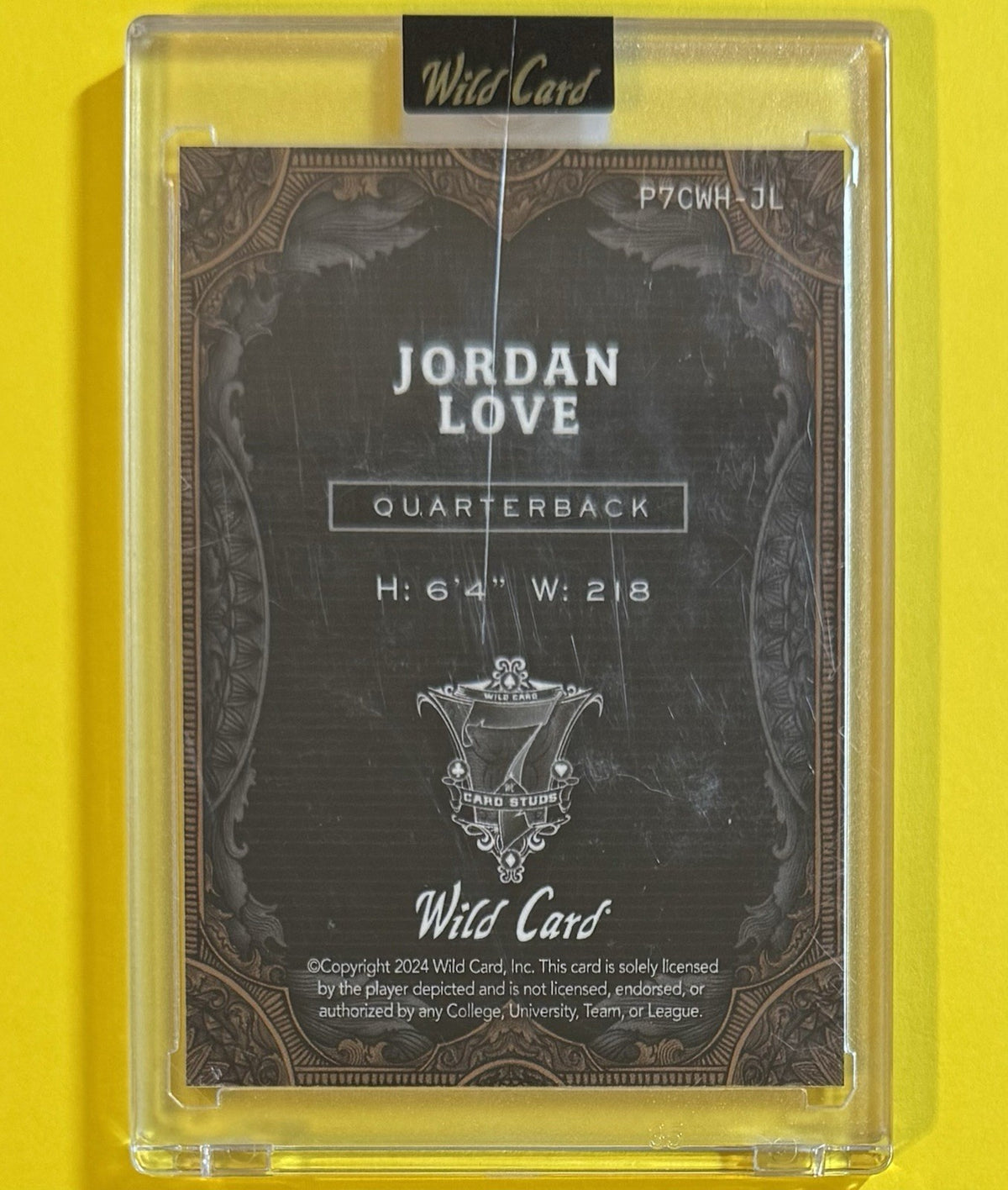 2024 Jordan Love — 7 Card Studs Promo HeartWaveSurfer [Rainbow Platinum] — back — Inventory P090-A