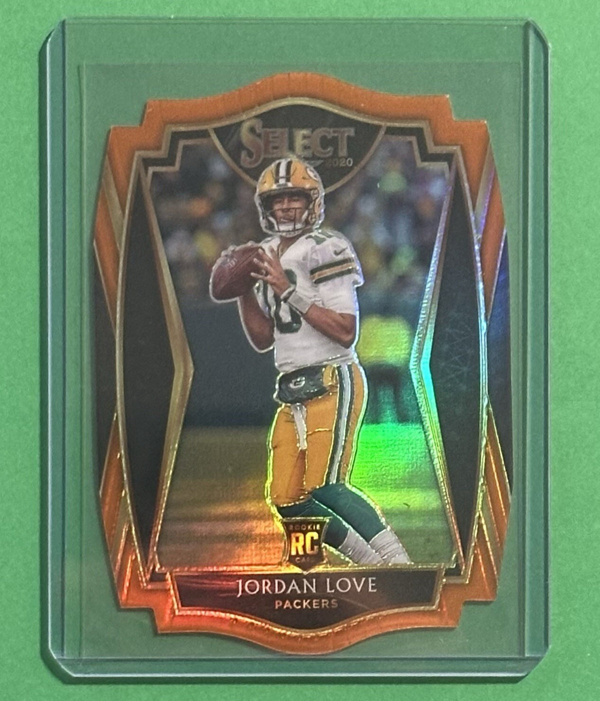 2020 Jordan Love — Select Premier Level [Orange Prizm Die-Cut] — front — Inventory P090-C