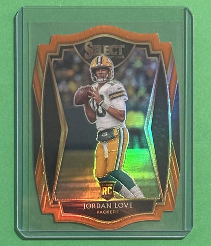 2020 Jordan Love — Select Premier Level [Orange Prizm Die-Cut] — front — Inventory P090-C