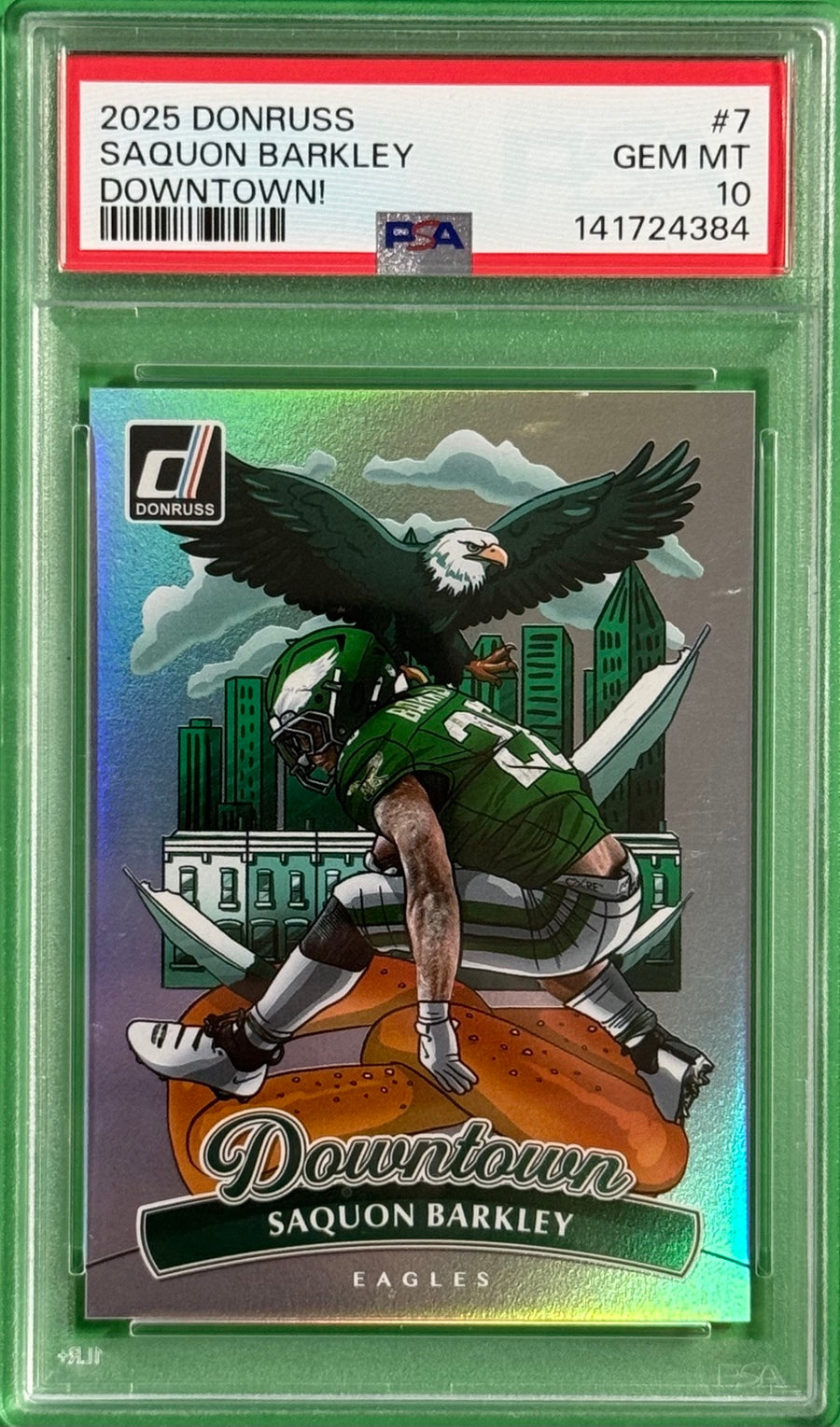 2025 Saquon Barkley — Donruss Downtown — PSA 10 — front photograph