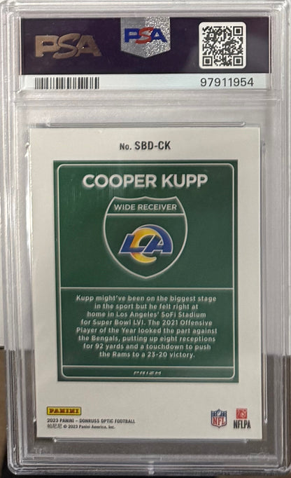 2023 Cooper Kupp — Donruss Optic Super Bowl Downtown — PSA 10 — back — Inventory P100-C