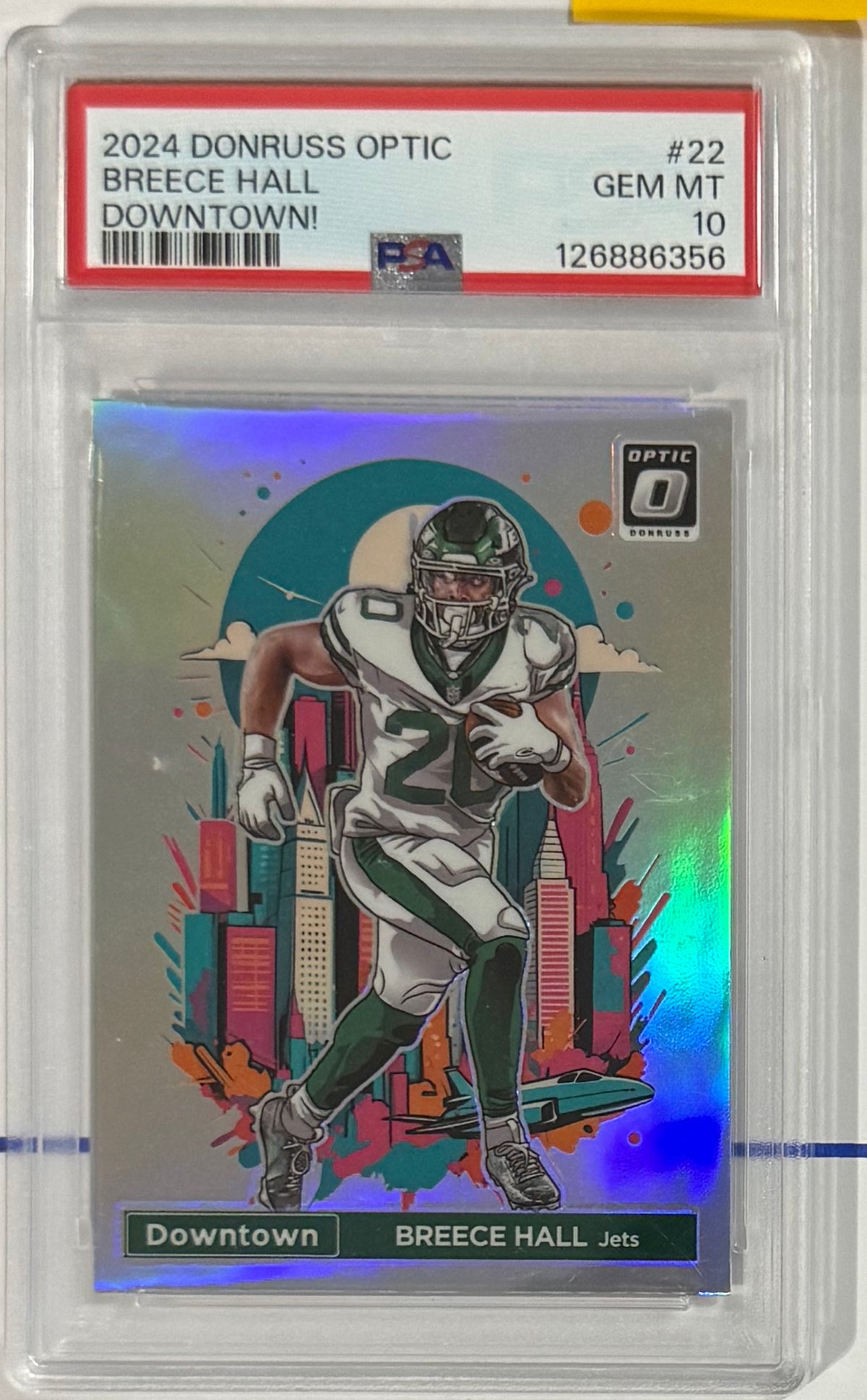2024 Breece Hall — Donruss Optic Downtown — PSA 10 — front — Inventory P101-A