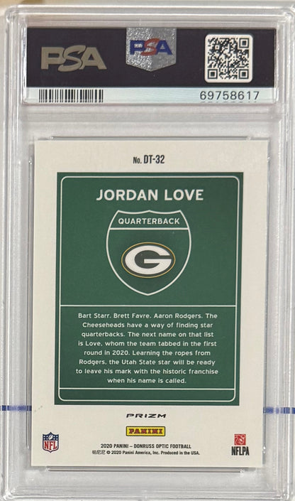 2020 Jordan Love — Donruss Optic Downtown — PSA 9 — back — Inventory P101-B