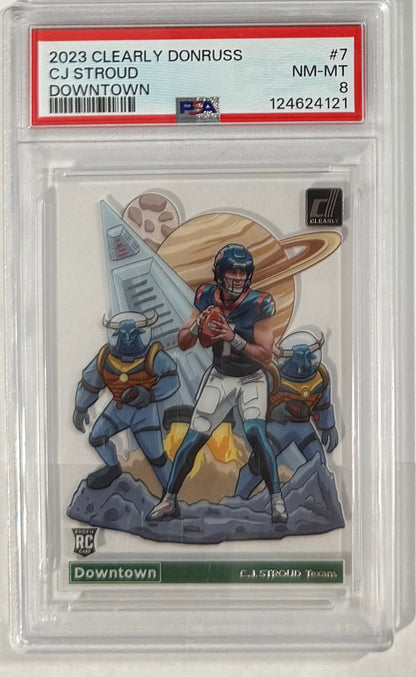 2023 C.J. Stroud — Clearly Donruss Downtown — PSA 8 — front — Inventory P101-C