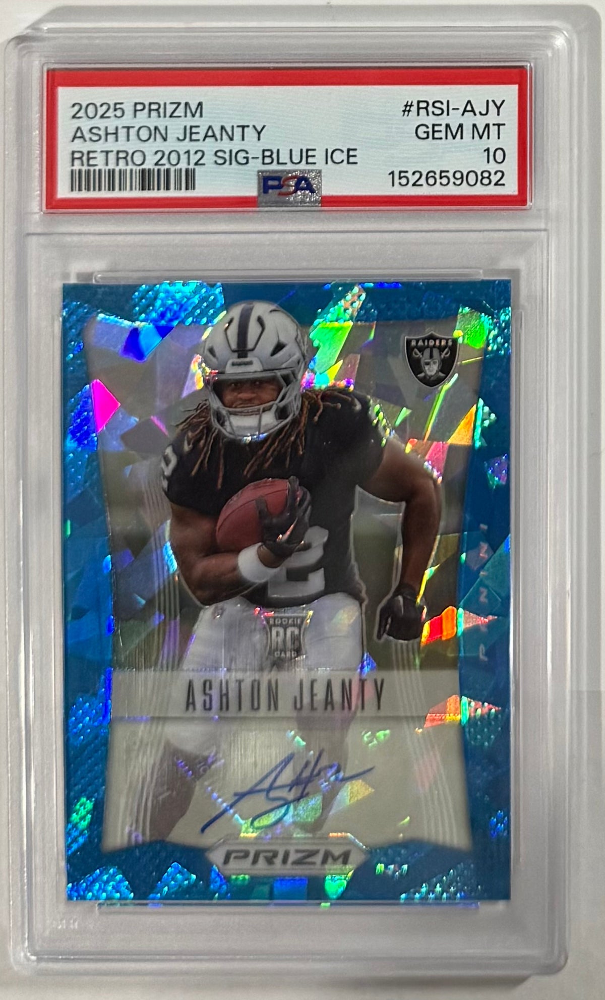 2025 Ashton Jeanty — Prizm Retro 2012 Signatures [Blue Ice Prizm] — PSA 10 — front — Inventory P104-C
