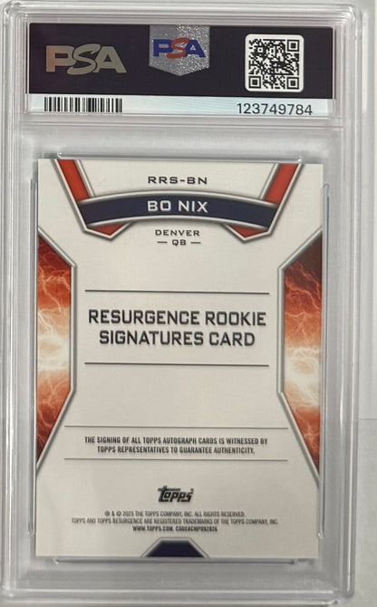 2024 Bo Nix — Resurgence Resurgence Rookie Signatures [Aqua Surge Refractor] — PSA 9 — back — Inventory P104-D