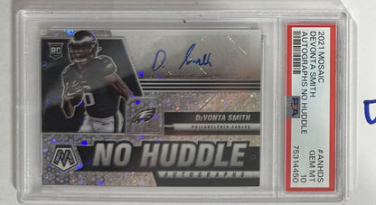 2021 DeVonta Smith — Mosaic Autographs No Huddle — PSA 10 — front — Inventory P105-D