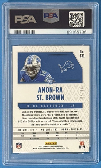 2021 Amon-Ra St. Brown — Phoenix Rookies [Black] — PSA 9 — back — Inventory P107-A