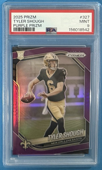 2025 Tyler Shough — Prizm Rookies [Purple Prizm] — PSA 9 — front — Inventory P107-D