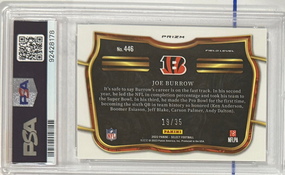 2022 Joe Burrow — Select Field Level [White Prizm] — PSA 10 — back — Inventory P108-B