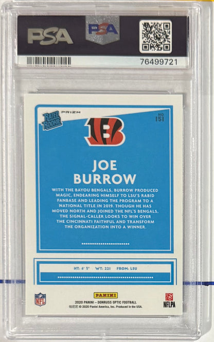 2020 Joe Burrow — Donruss Optic Rated Rookies [Holo] — PSA 10 — back — Inventory P109-A