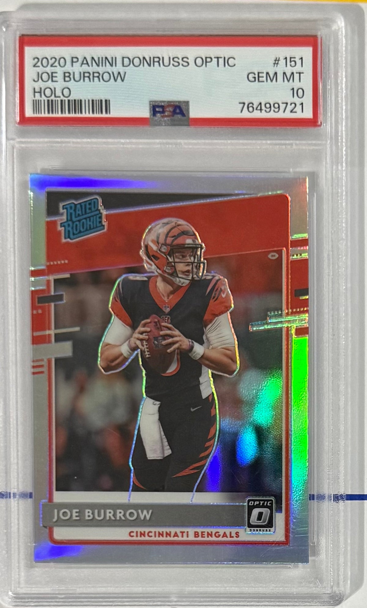 2020 Joe Burrow — Donruss Optic Rated Rookies [Holo] — PSA 10 — front — Inventory P109-A