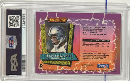 1995 Barry Sanders — Finest Boosters [Refractor] — PSA 8 — back — Inventory P109-B