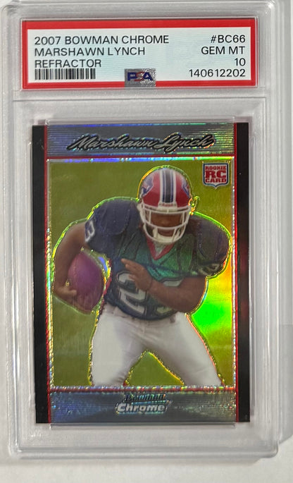 2007 Marshawn Lynch — Bowman Chrome [Refractor] — PSA 10 — front — Inventory P109-C