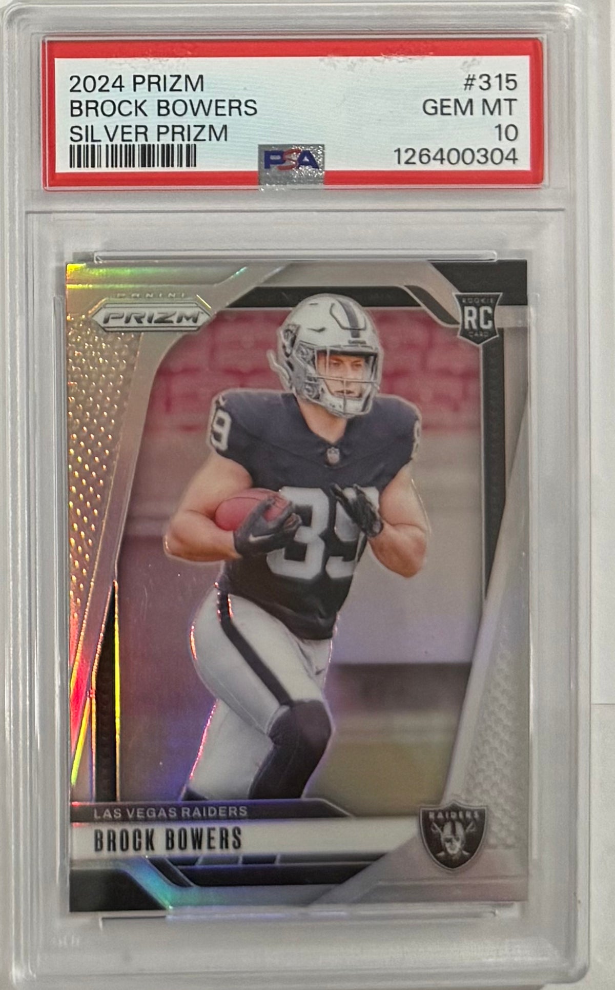 2024 Brock Bowers — Prizm [Silver Prizm] — PSA 10 — front — Inventory P110-D
