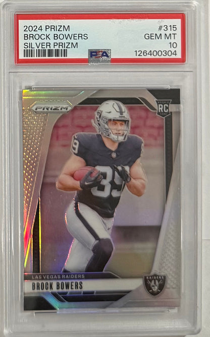 2024 Brock Bowers — Prizm [Silver Prizm] — PSA 10 — front — Inventory P110-D