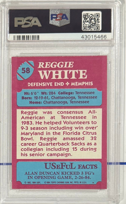 1984 Reggie White — USFL Base — PSA 8 — back — Inventory P111-B