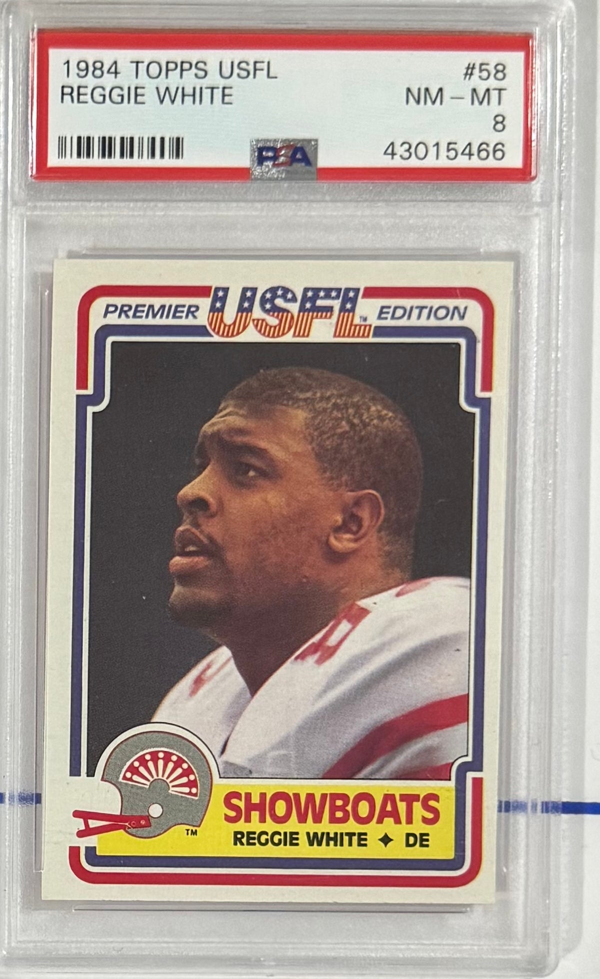 1984 Reggie White — USFL Base — PSA 8 — front — Inventory P111-B