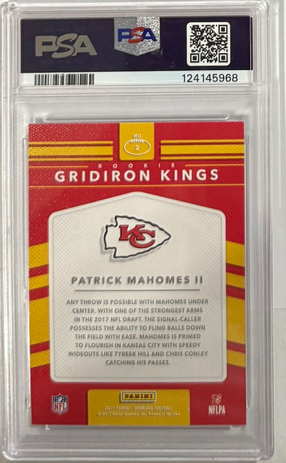 2017 Patrick Mahomes II — Donruss Rookie Gridiron Kings — PSA 9 — back — Inventory P111-C
