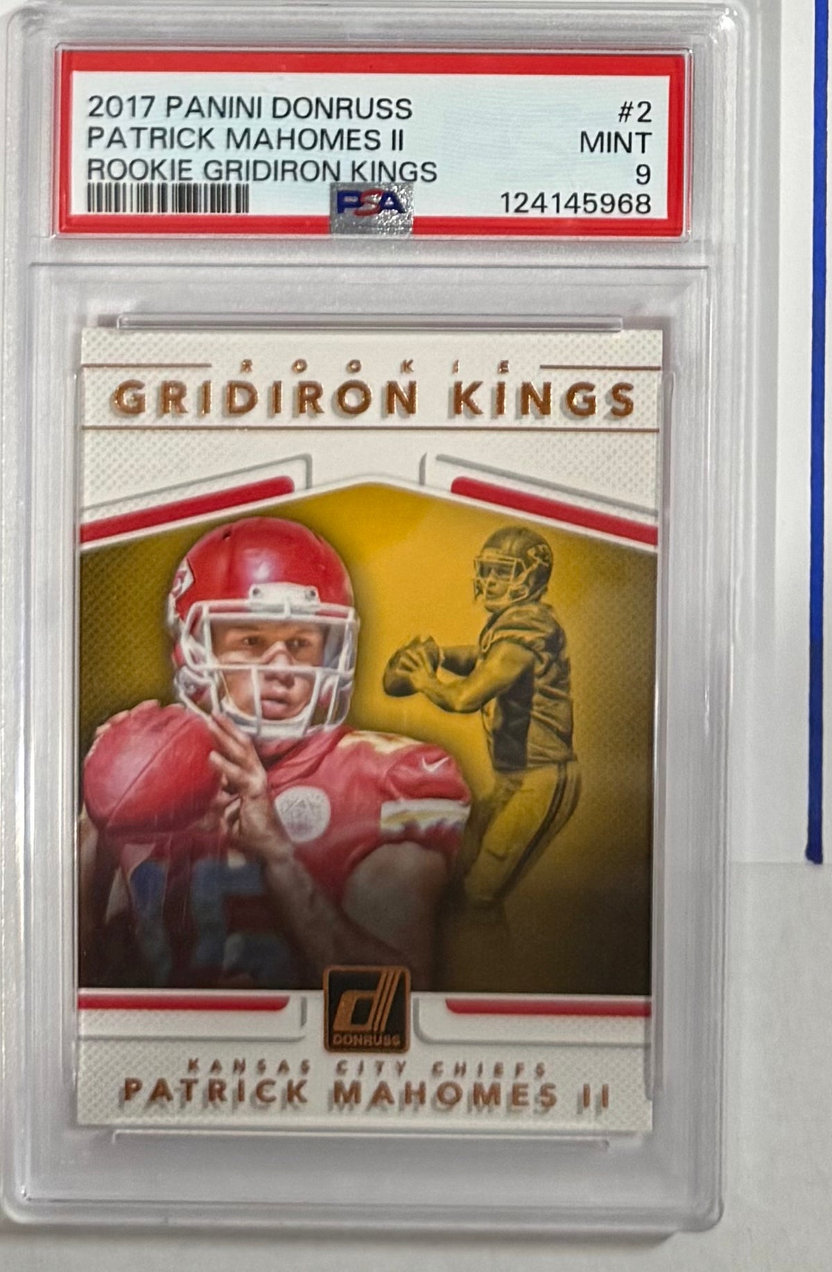 2017 Patrick Mahomes II — Donruss Rookie Gridiron Kings — PSA 9 — front — Inventory P111-C
