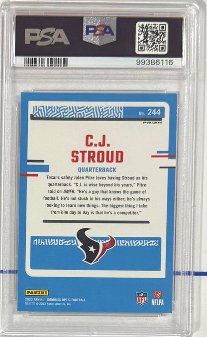 2023 C.J. Stroud — Donruss Optic Rated Rookies [Holo] — PSA 10 — back — Inventory P112-B