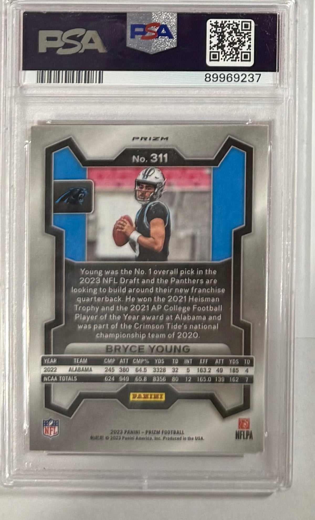 2023 Bryce Young — Prizm [Disco Prizm] — PSA 10 — back — Inventory P113-C