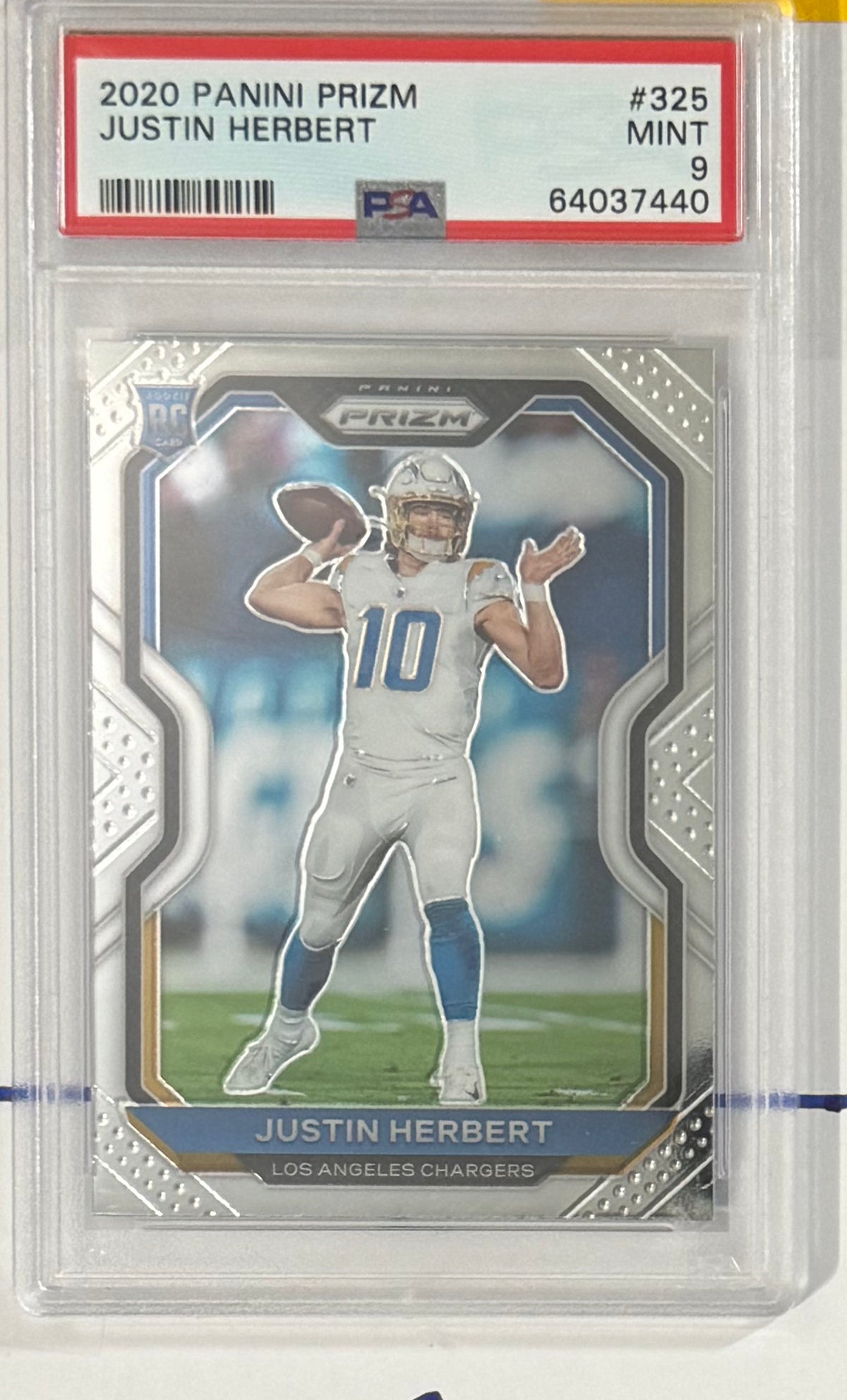 2020 Justin Herbert — Prizm — PSA 9 — front — Inventory P114-A