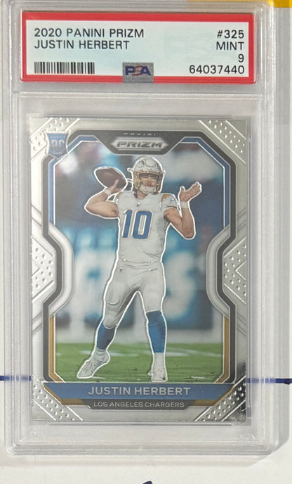 2020 Justin Herbert — Prizm — PSA 9 — front — Inventory P114-A