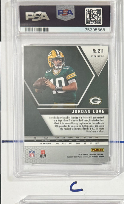 2020 Jordan Love — Mosaic [Green Mosaic Prizm] — PSA 10 — back — Inventory P115-A