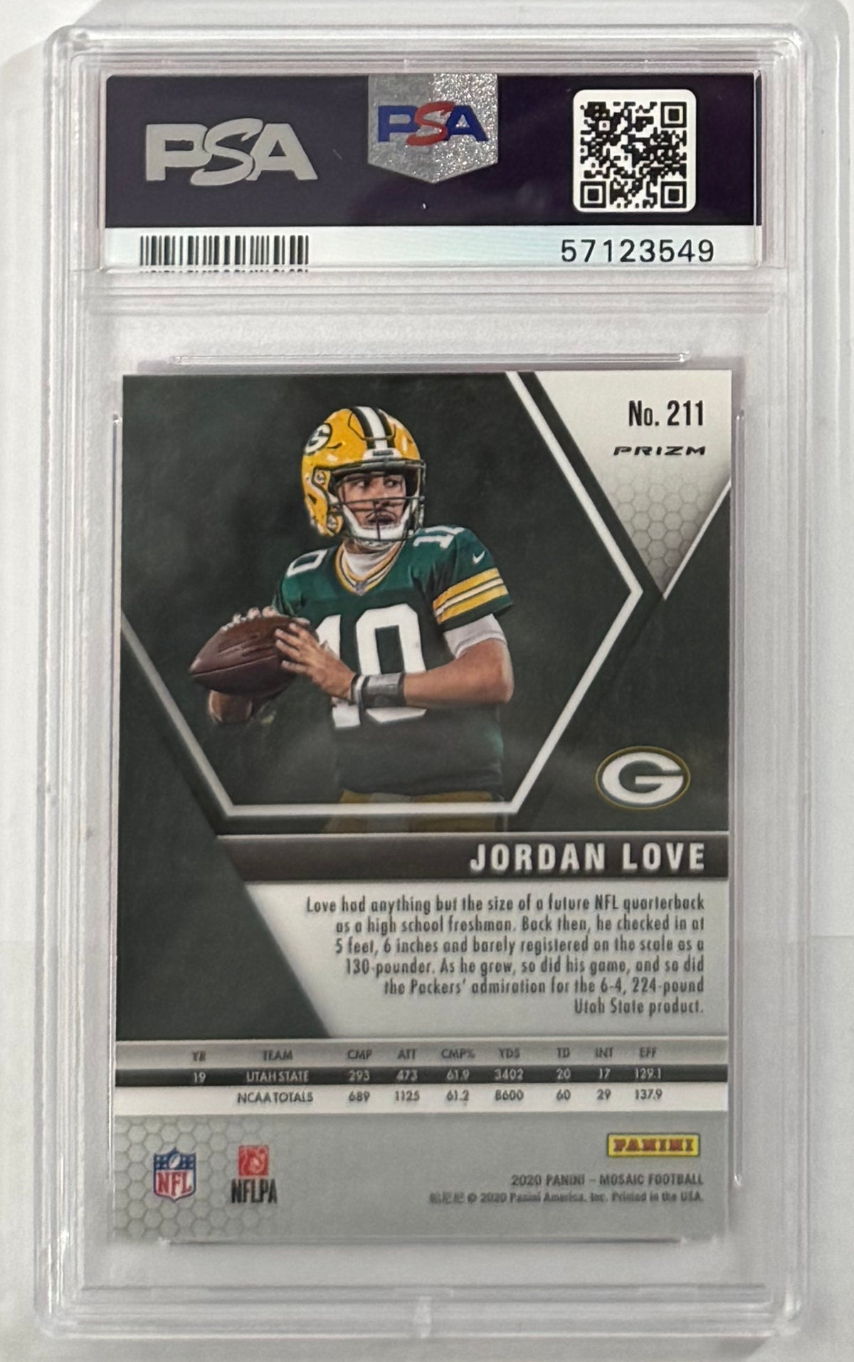 2020 Jordan Love — Mosaic [Camo Pink Mosaic Prizm] — PSA 10 — back — Inventory P115-C