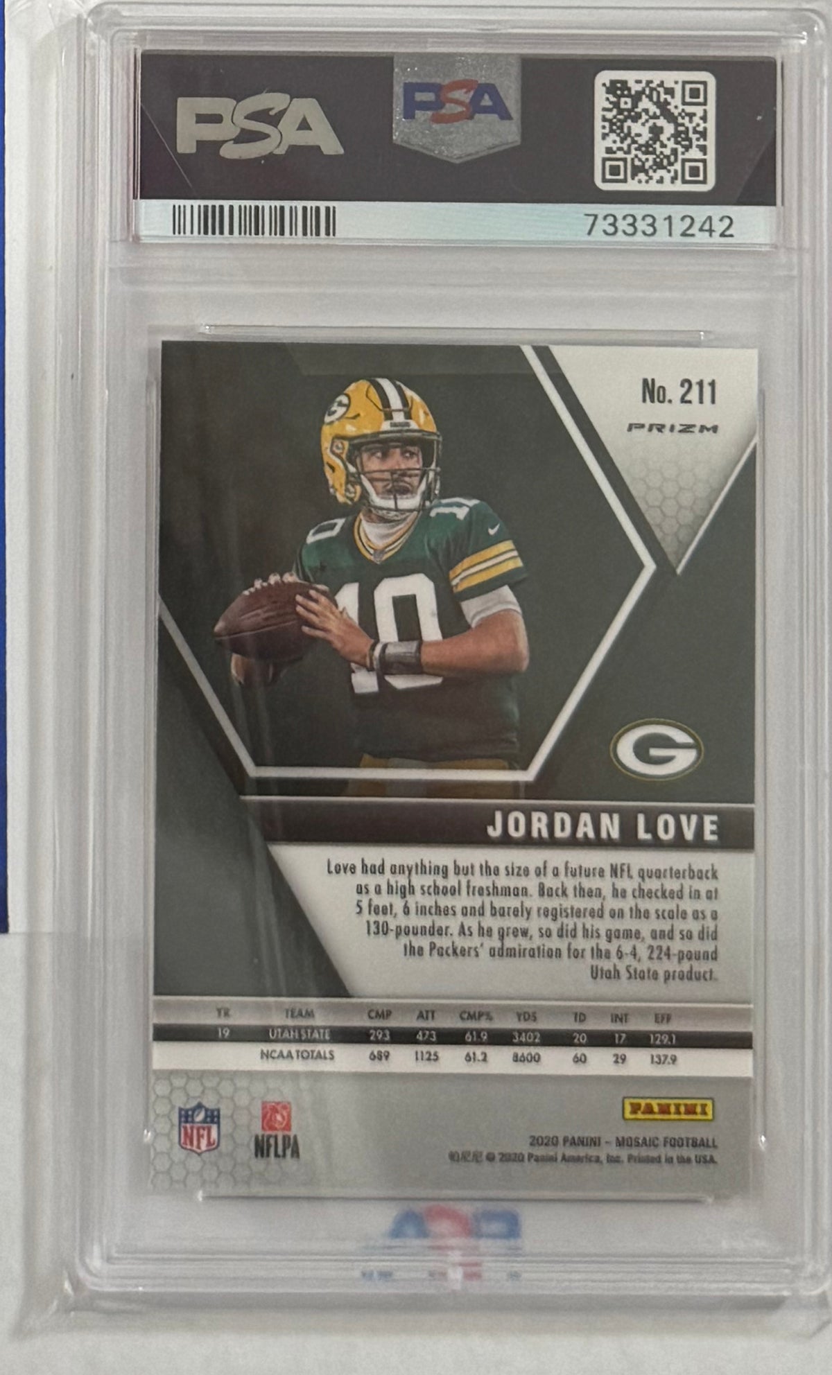 2020 Jordan Love — Mosaic [Mosaic Prizm] — PSA 10 — back — Inventory P115-D